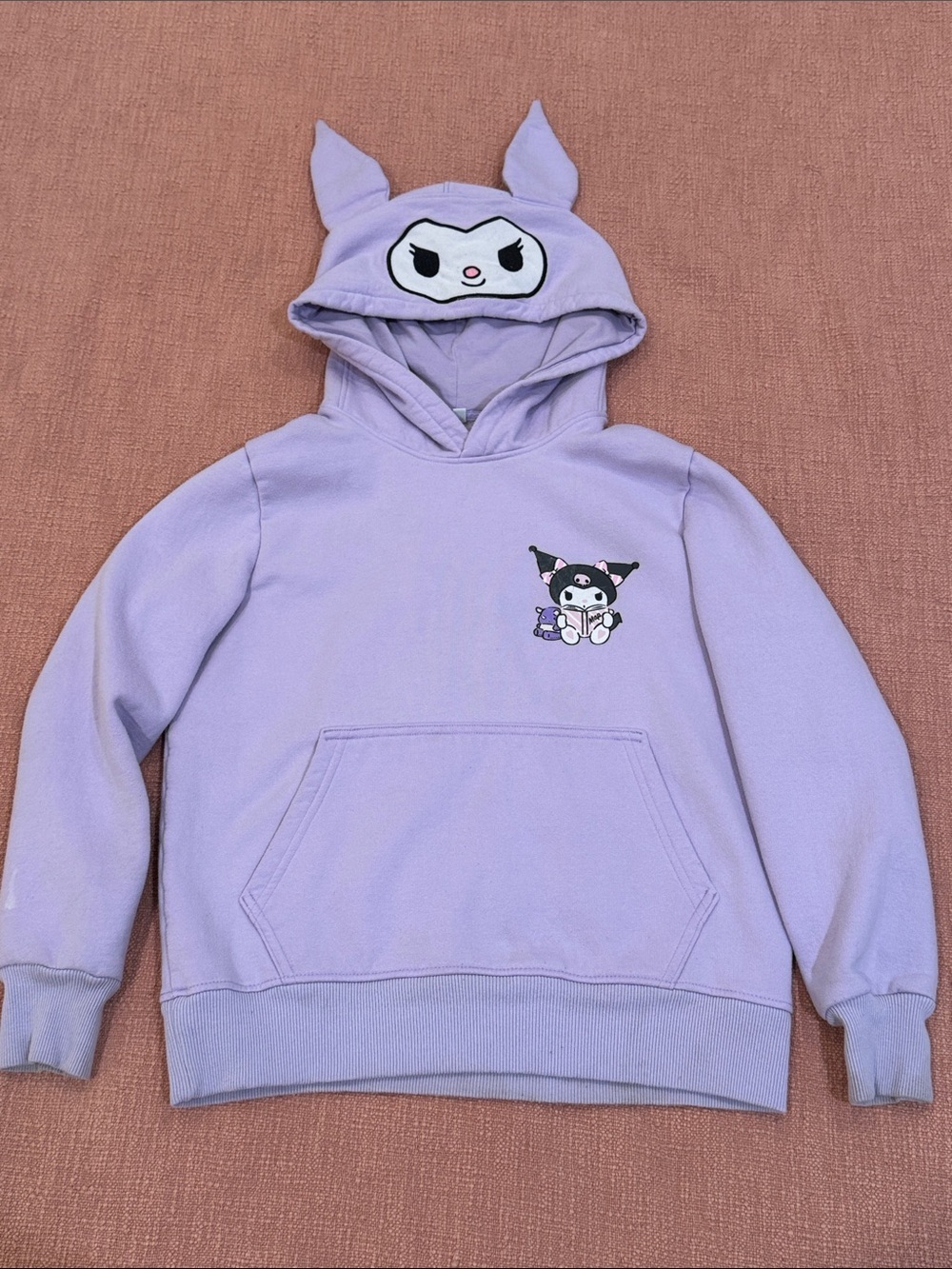 Girls' (fits 8-9-10 years IMO) Lavender Kuromi Hooded Pullover Sweatshirt